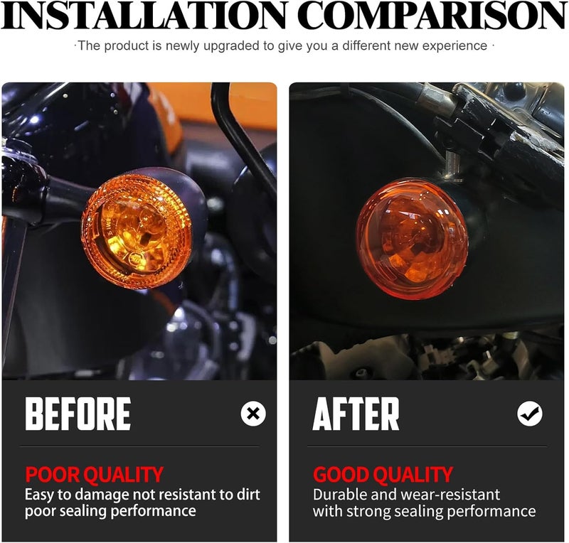 CARGLETRUE Turn Signal Light Lens Cover Front Rear Bullet Lights Fit For Harley Sportster 883 1200 Dyna Road Glide Street Glide (Orange) - Image 4